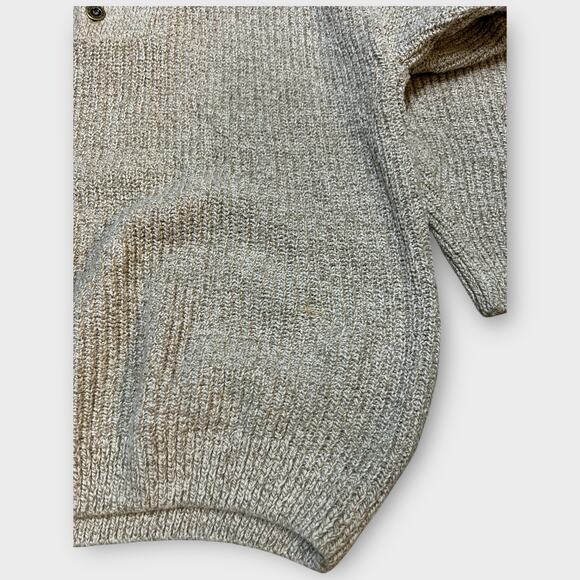 Vintage Eddie Bauer USA Made Cotton Henley Sweater Mens M Tan Knit Pullover V08 - Picture 4 of 4